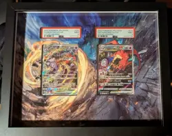 Pokemon Charizard & Mewtwo SAR VSTAR Universe PSA 9 w/Custom Extended Art Frame - Image 1