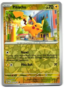 Pikachu 018/091 - Paldean Fates Common Pokemon TCG Reverse Holo - LP Card - Image 1