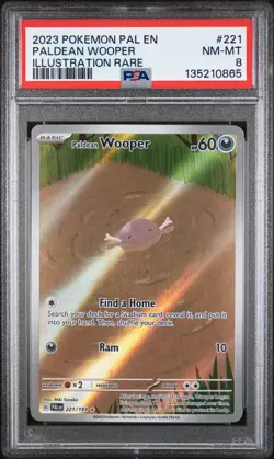 2023 Pokemon PALDEAN WOOPER 221/193 PAL:EN Illustration Rare NM-MT PSA 8 - Image 1