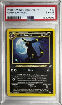 Umbreon Holo PSA 6 Pokemon 2002 Neo Discovery #13 - Image 1
