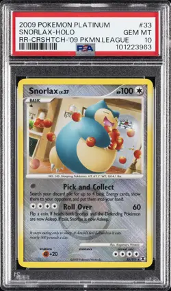 2009 POKEMON PLATINUM RISING RIVALS #33 SNORLAX-HOLO PSA 10 - Image 1