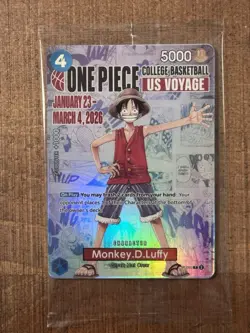 One Piece Monkey D. Luffy US Voyage College Basketball Promo Card (Mint - New) - Image 1