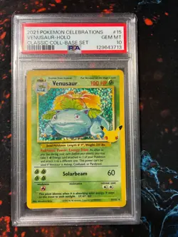 Venusaur HOLO RARE 15/102 (PSA 10 GEM MINT) Celebrations Pokemon Cards - Image 1