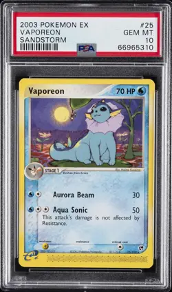 2003 POKEMON EX SANDSTORM #25 VAPOREON PSA 10 - Image 1