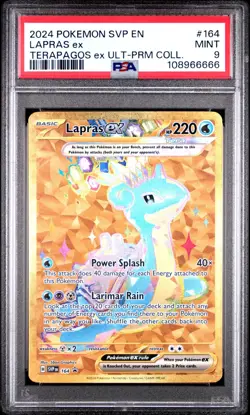 2024 Pokemon SVP EN Lapras ex #164 Terapagos ex UltPrm Coll. PSA 9 (Cert#~66666) - Image 1