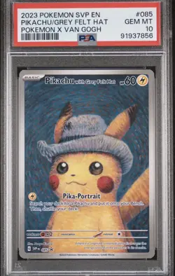 2023 Pokemon SVP EN Pokemon X Van Gogh Pikachu with Grey Felt Hat PSA 10 - Image 1