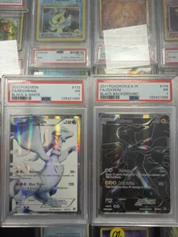 2011 Pokemon B&W Full Art Reshiram/Zekrom Black PSA 1 Sequential Pair #113/#114 - Image 1
