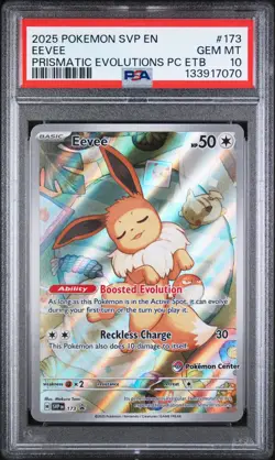 2025 Pokemon Center Black Star Promo Eevee Prismatic Evol PC Etb PSA 10 #173 - Image 1