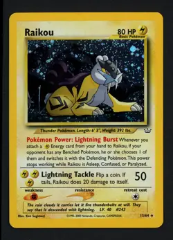 Raikou 13/64 Neo Revelation Unlimited Holofoil Rare Pokemon TCG - Image 1