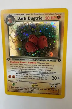 2000 Pokemon Team Rocket 1st Edition #6/82 Dark Dugtrio - Holo swirl - Image 1