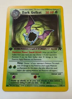 1st Edition Dark Golbat 7/82 Team Rocket Holo Rare Vintage Pokemon TCG NM - Image 1