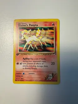 Blaine's Ponyta 63/132 Pokemon TCG 1st Edition Gym Heroes NM Vintage 2000 Card - Image 1