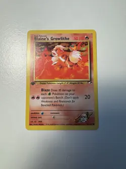 Pokemon TCG Blaine's Growlithe Gym Heroes 62/132 Regular 1st Edition Common NM - Image 1