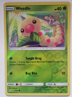 REVERSE HOLO Weedle 2/181 LP - Team Up Pokemon Card - Shibuzoh Art - Image 2