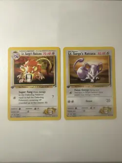 Pokemon 1st Edition Lt. Surge’s Rattata and Raticate Gym Heroes 2000 Vintage Nm - Image 1