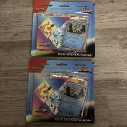 (2) Pokemon TCG: Prismatic Evolutions 3-Pack Blister Tech Sticker Collection - Image 1