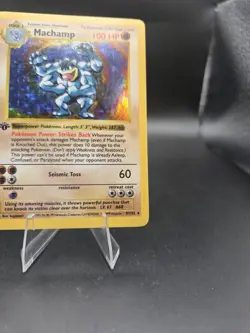 1999 Pokemon Machamp 8/102 Base Set 1st Edition Shadowless Holo LP - Image 4