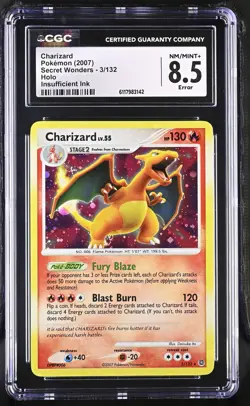 CGC 8.5 Charizard 2007 Secret Wonders 3/132 Holo Pokemon Card - Image 1