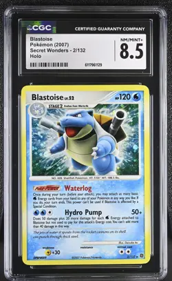 CGC 8.5 Blastoise 2007 Secret Wonders 2/132 Holo Pokemon Card - Image 1