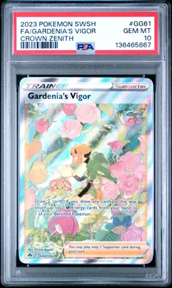 2023 POKEMON SWORD & SHIELD CROWN ZENITH #GG61 FULL ART/GARDENIA'S VIGOR PSA 10 - Image 1