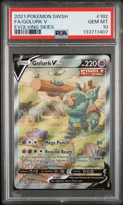 2021 POKEMON SWORD & SHIELD EVOLVING SKIES #182 FULL ART/GOLURK V PSA 10 - Image 1