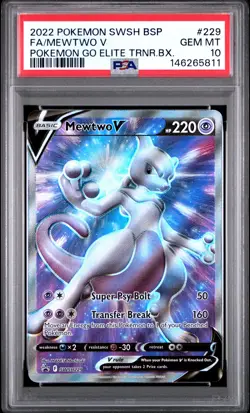2022 POKEMON SWSH BLACK STAR PROMO #229 FULL ART/MEWTWO V PSA 10 - Image 1
