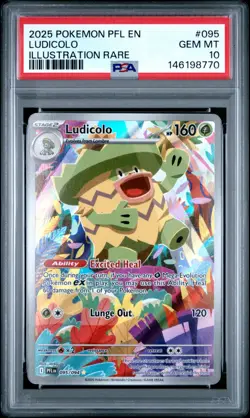 PSA 10 Ludicolo 095/094 Pokemon Phantasmal Flames PFL EN Illustration Rare 2025 - Image 1