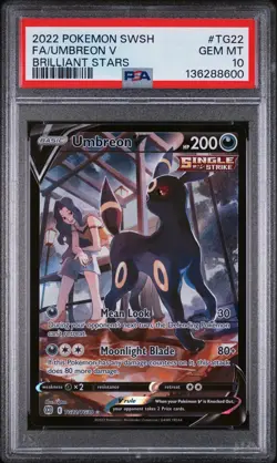 2022 POKEMON SWORD & SHIELD BRILLIANT STARS #TG22 FULL ART/UMBREON V PSA 10 - Image 1