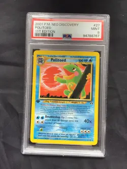 Pokemon Cards: 1st Edition Neo Discovery Rare: Politoed 27/75: PSA 9 - Image 1