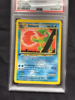 Pokemon Cards: 1st Edition Neo Discovery Rare: Politoed 27/75: PSA 9 - Image 2