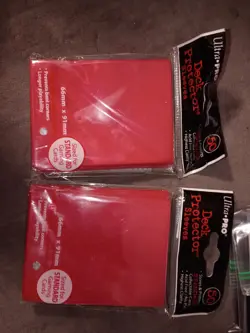 Pokemon/Sports Card Protectors Sleeves Red Two Packs - Image 1