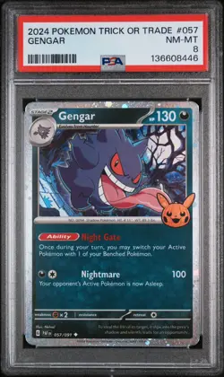 PSA 8 NM-MT Gengar 057/091 COSMOS HOLO Trick or Trade Pokemon Card - Image 1