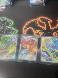 First partner Bulbasaur Charmander Squirtle Holo Lot 3 Cards - Image 1