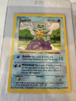 Pokemon Base Set Shadowless Lot Squirtle 63/102 Wartortle 42/102 2 Cards 1999 - Image 2