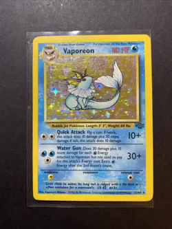 Vaporeon 12/64 Jungle Holo Unlimited Pokemon WOTC MP - Image 1