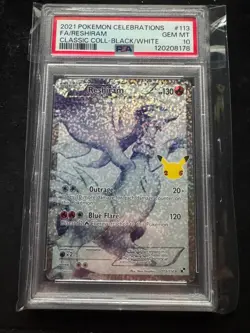 2021 POKEMON CELEBRATIONS CLASSIC COLL. #113 FULL ART FA RESHIRAM PSA 10 - Image 1