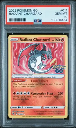 2022 POKEMON GO #011 RADIANT CHARIZARD PSA 10 - Image 1