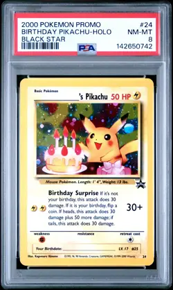 2000 POKEMON PROMO BLACK STAR #24 BIRTHDAY PIKACHU-HOLO PSA 8 - Image 1