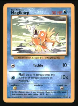 Magikarp 35/102 Uncommon Base Set Unlimited Pokemon Lightly Played - Image 1