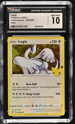 2021 POKEMON CELEBRATIONS HOLO #022/025 LUGIA CGC 10 GEM MINT - Image 1