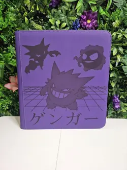 Gengar Binder Engraved Pokemon Purple Zipper Binder 12 Slot Gastly Haunter - Image 1