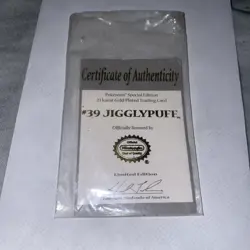 Pokemon Jigglypuff 23K Gold-Plated sets Certificate of Authenticity card 1999 BK - Image 1