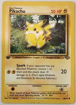 Pokemon TCG Pikachu 60/64 1st Edition Jungle 1999 Common 50 HP Basic Card Stock - Image 1