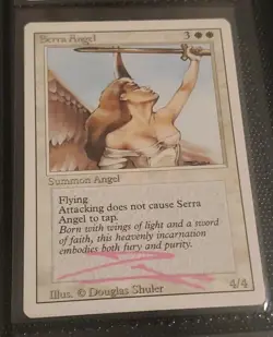SIGNED Pink Acrylic NM/MT Serra Angel Revised 3rd MTG magic Card Douglas Shuler - Image 1