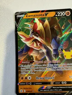 Zamazenta V 018/025 Ultra Rare Celebrations 25th Anniversary Pokemon - Near Mint - Image 1