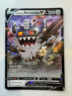 Pokemon TCG Lost Origin - Galarian Perrserker V 129/196 - Ultra Rare Holo - Image 1
