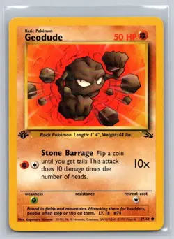 1999 Pokemon Fossil Geodude 1st Edition #47/62 Near Mint WoTC - Image 1