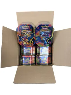 6 x Tins: Pokemon TCG 2026 Mega Charizard X + Y ex Tin New Factory Sealed - Image 1