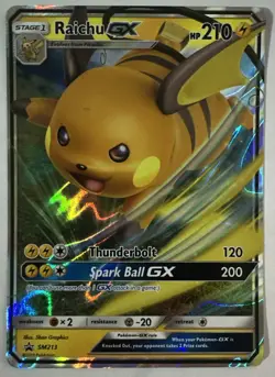 Pokemon Card TCG - Raichu GX SM213 Promo Sun & Moon Black Star Promos Near Mint - Image 1