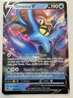 Omastar V 035/195 2022 Silver Tempest Pokemon Card Ultra Rare Holo - Nm - Image 1